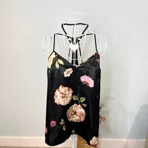 Rare vintage y2k black floral babydoll slip tank top